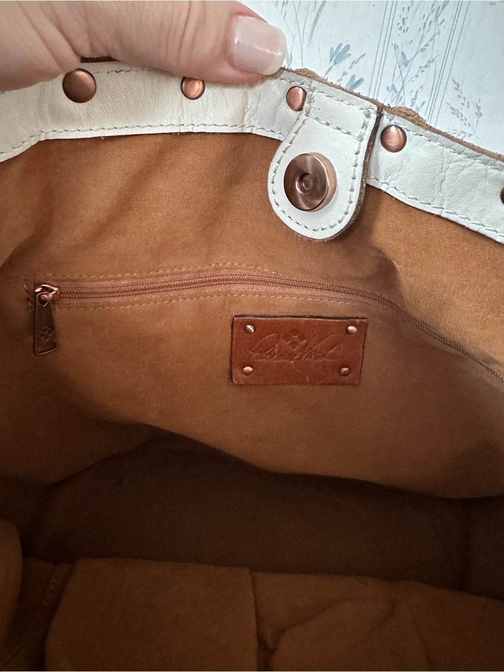 Patricia Nash Ivory Woven Leather Tote - Picture 10 of 12